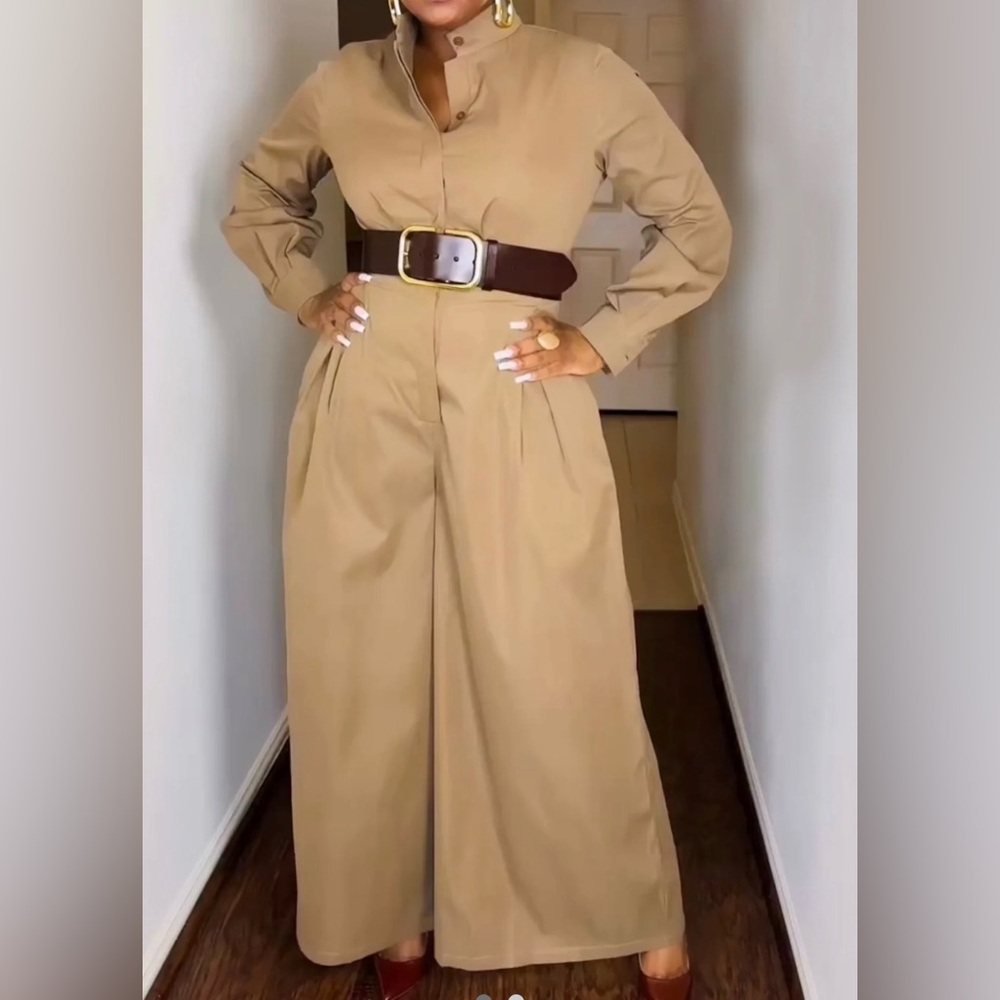 NWT - The Sahara Maxi Khaki Wide-Leg Jumpsuit size 2X (fits like XL)